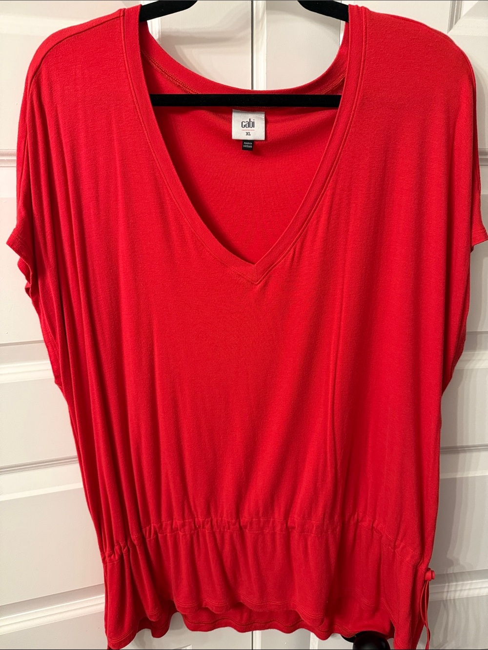 CAbi Bright Red V-Neck Dolman Sleeve Top
